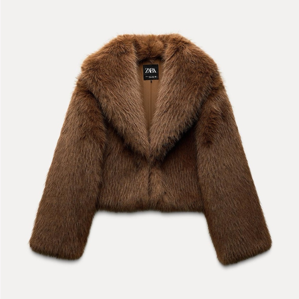 Zara faux fur short coat NWT